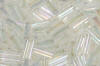 bugle beads - clear crystal with rainbow - crystal AB