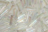 bugle beads - clear crystal with rainbow - crystal AB