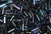 bugle beads - solid blue iris - oil slick