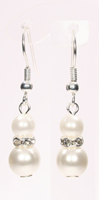 peirced diamante rhinestone pearl earings 36mm