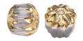 fancy cut crystals 6mm with special gold coating/finish in 2 colours